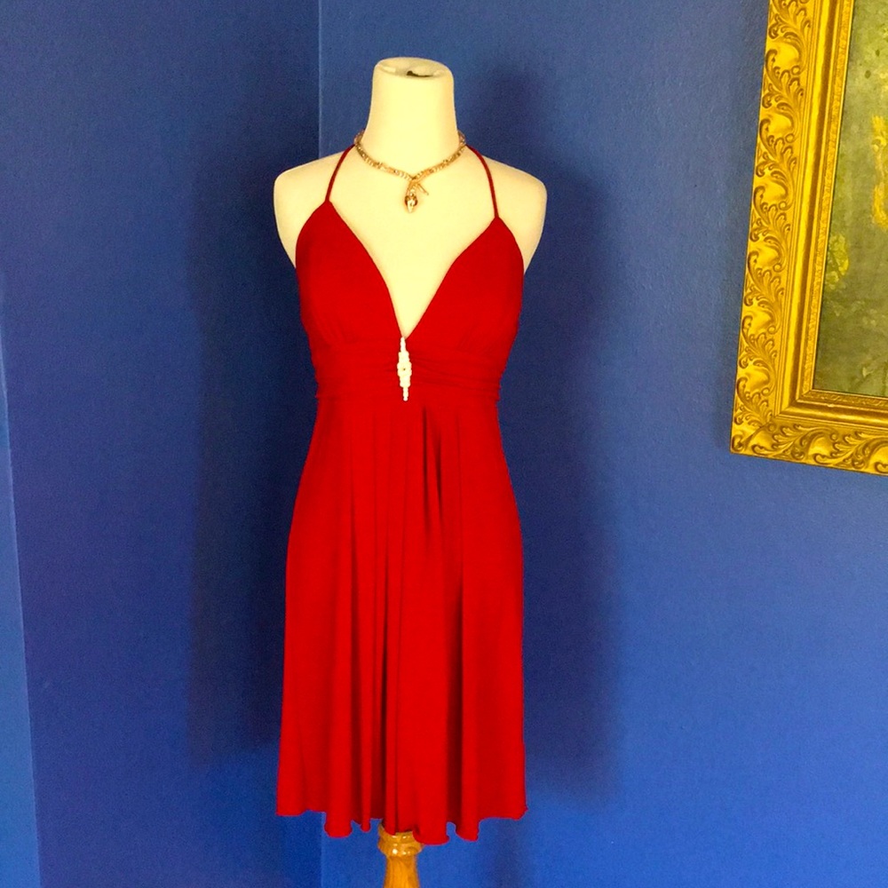 Ruby red cocktail party dress rhinestone jewels Y2K homecoming dance NWT 💃🏻